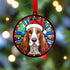 Basset Hound in Santa Hat Suncatcher Decoration